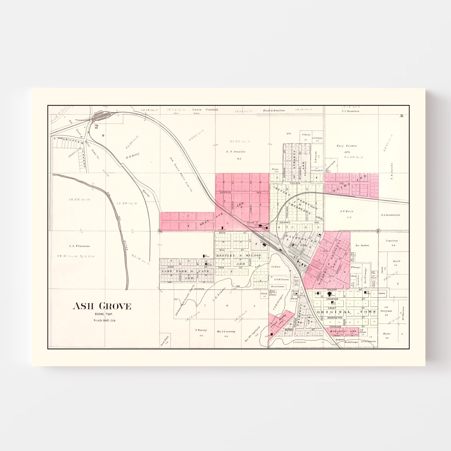 Vintage Map of Ash Grove, Missouri 1904
