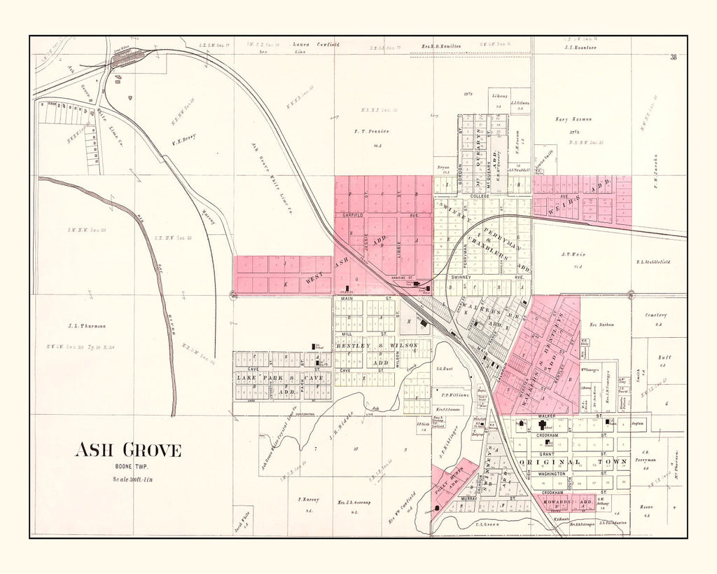 Vintage Map of Ash Grove, Missouri 1904