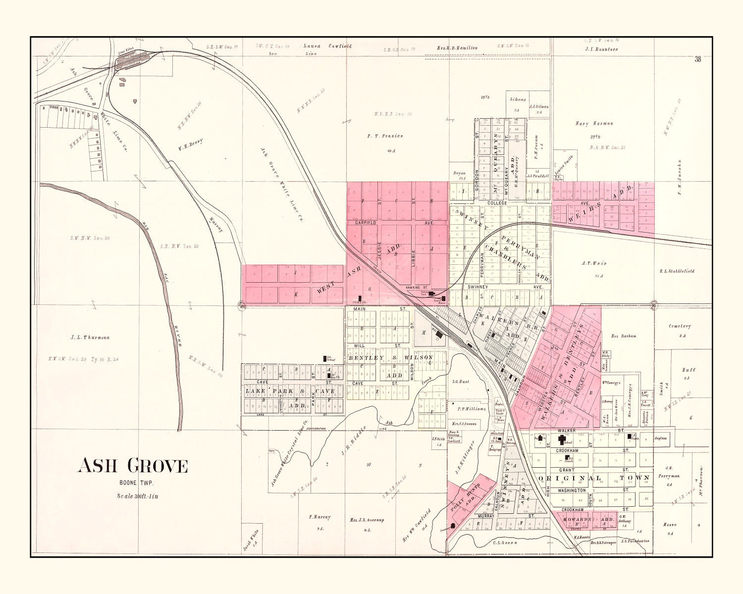 Vintage Map of Ash Grove, Missouri 1904