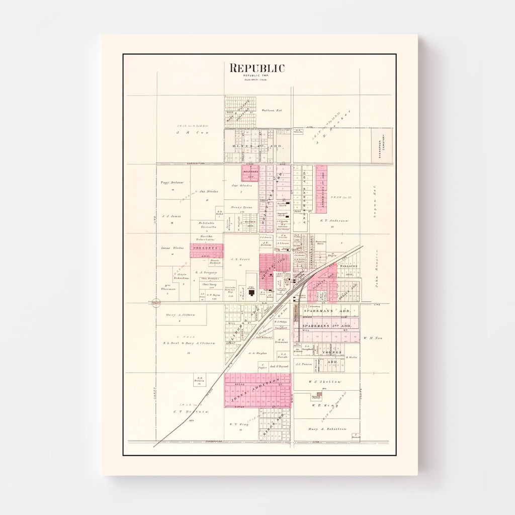 Vintage Map of Republic, Missouri 1904