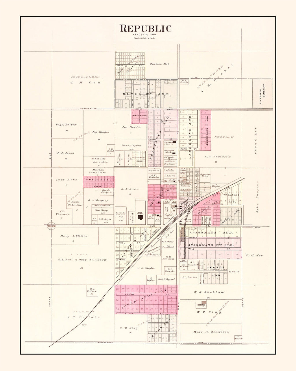 Vintage Map of Republic, Missouri 1904