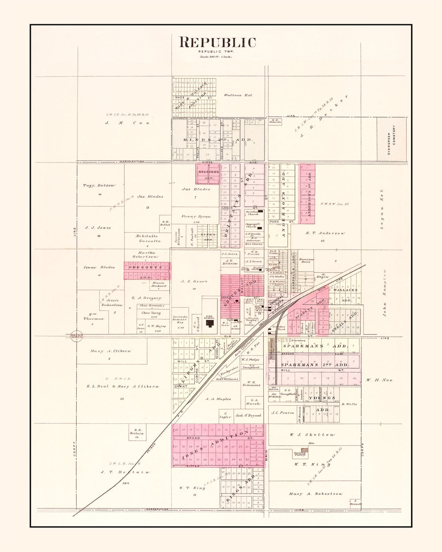 Vintage Map of Republic, Missouri 1904