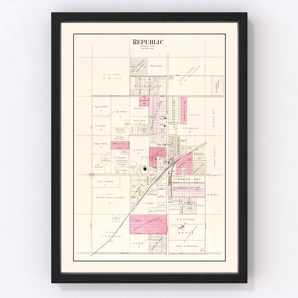 Vintage Map of Republic, Missouri 1904