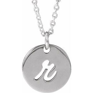Platinum Script Initial R 16-18" Necklace