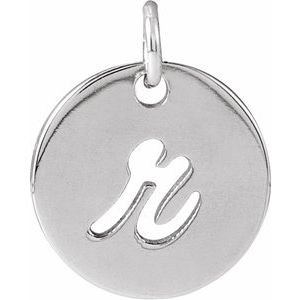 14K White Gold Script Initial R Pendant