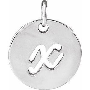 14K White Gold Script Initial X Pendant