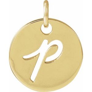 14K Yellow Gold Script Initial P Pendant