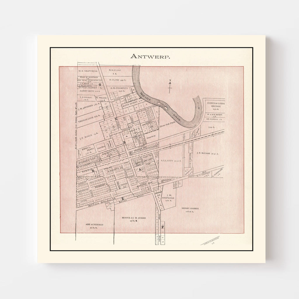 Vintage Map of Antwerp, Ohio 1905
