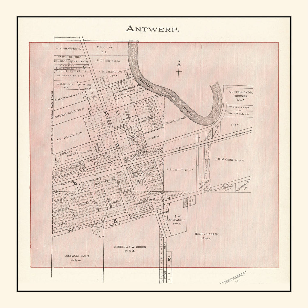 Vintage Map of Antwerp, Ohio 1905