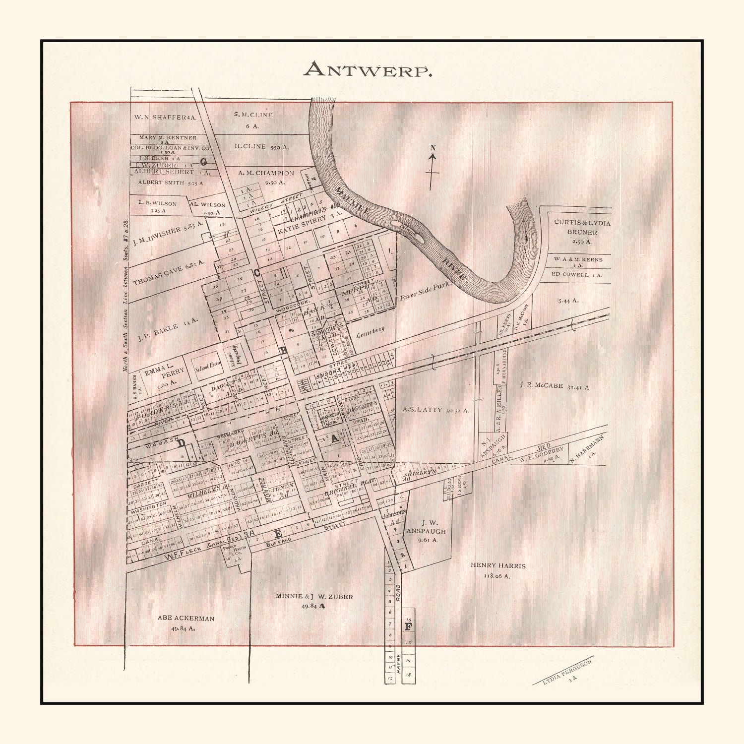 Vintage Map of Antwerp, Ohio 1905