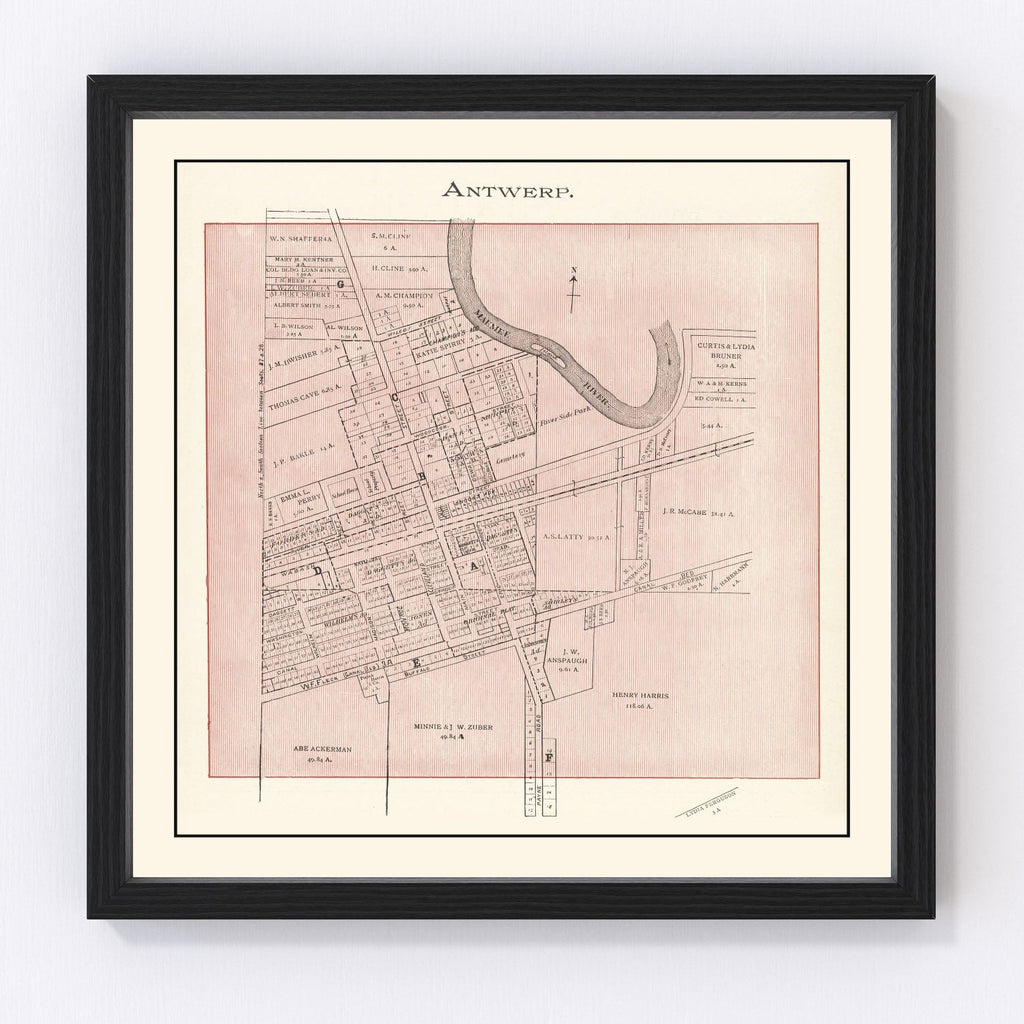 Vintage Map of Antwerp, Ohio 1905