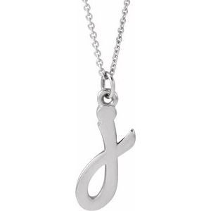 14K White Gold Petite Initial J 16" Necklace