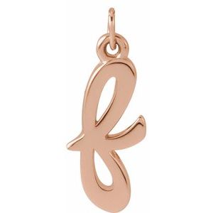 14K Rose Gold Petite Initial F Pendant