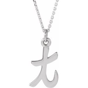14K White Gold Petite Initial T 16" Necklace