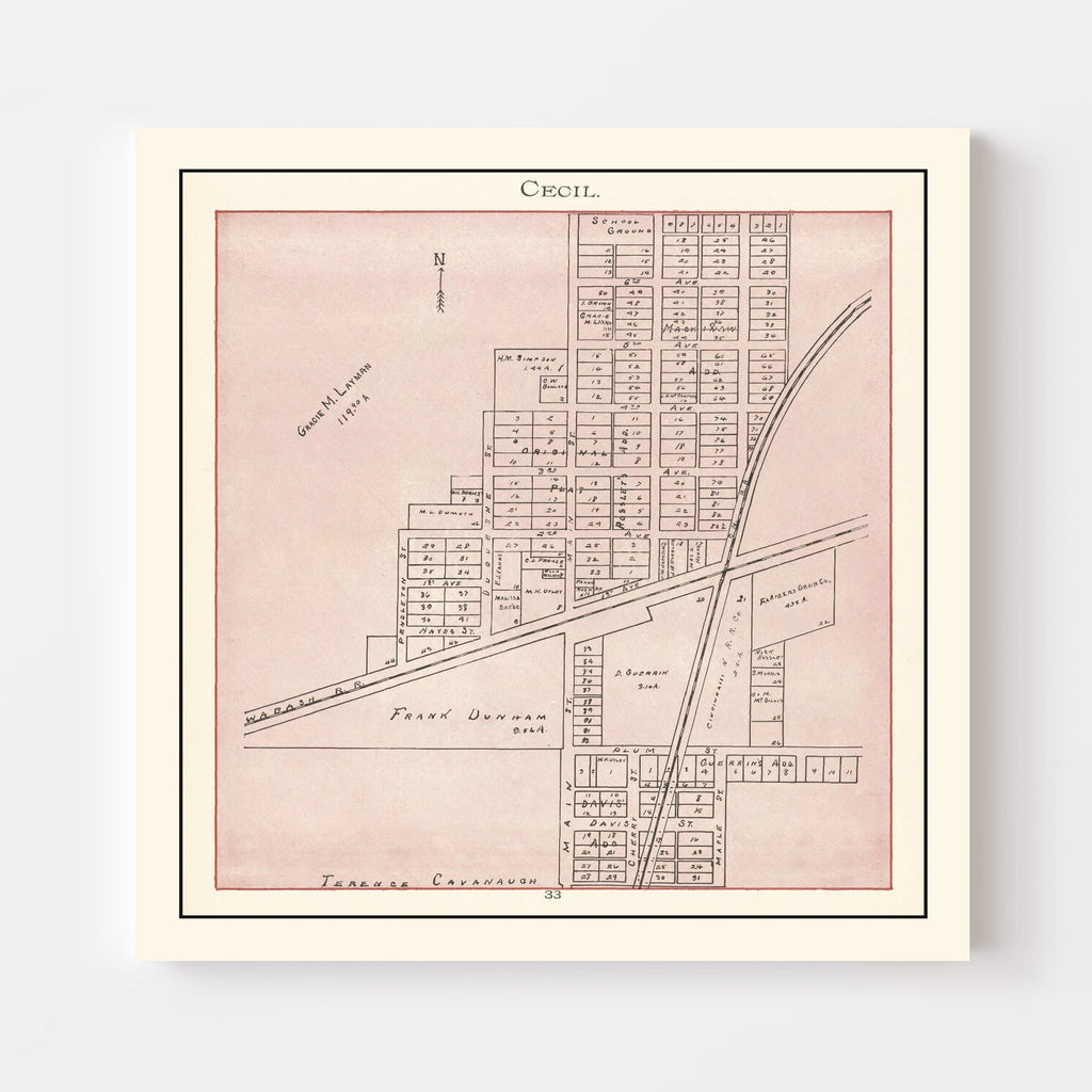 Vintage Map of Cecil, Ohio 1905