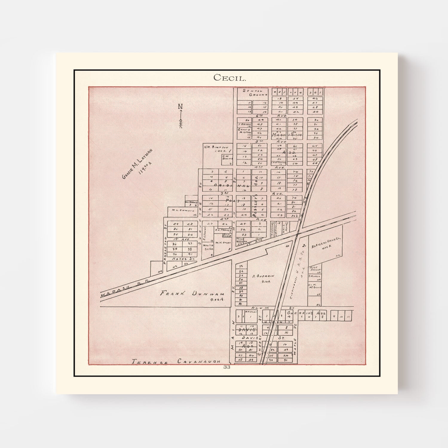 Vintage Map of Cecil, Ohio 1905