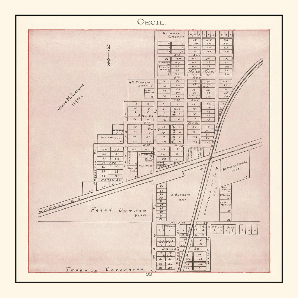 Vintage Map of Cecil, Ohio 1905
