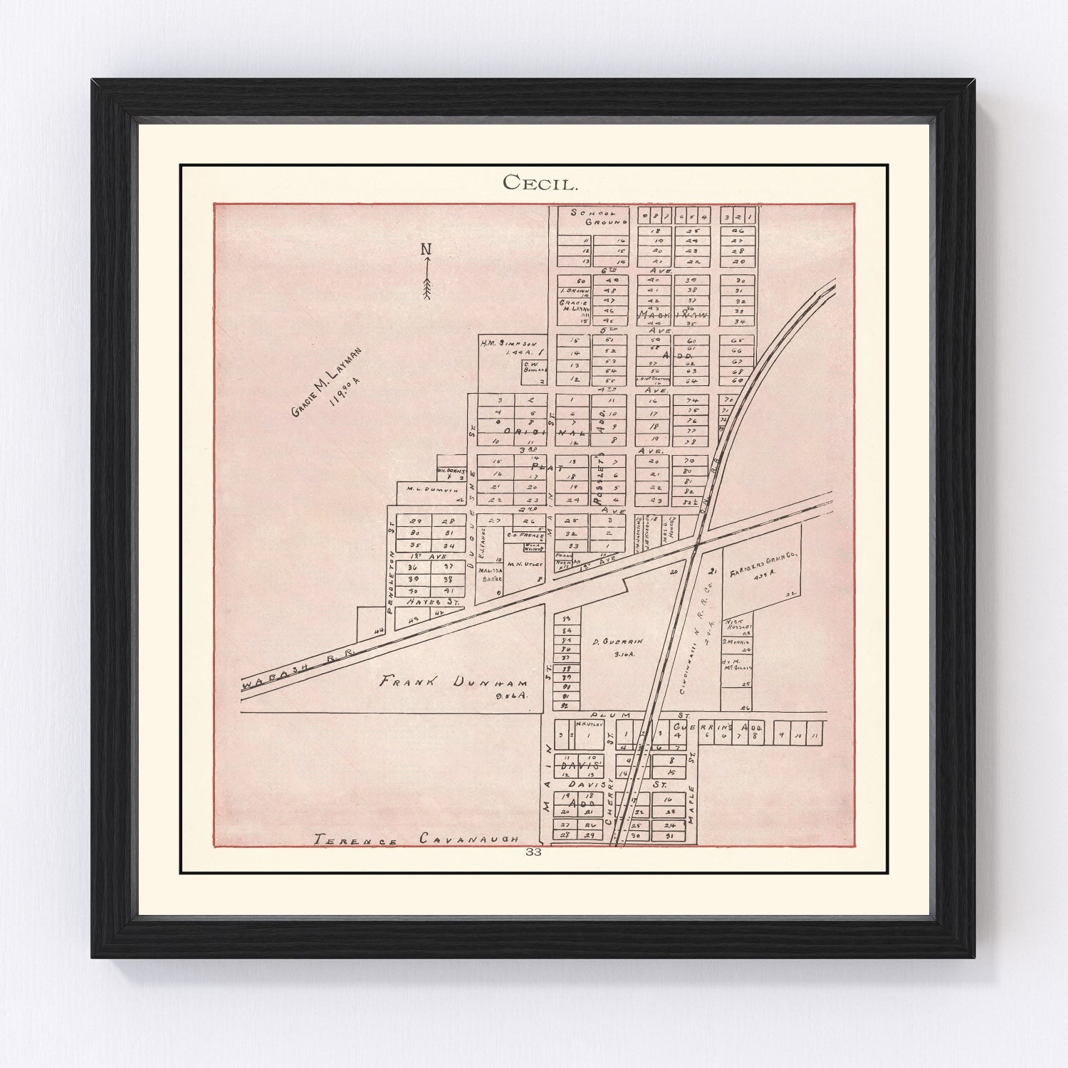 Vintage Map of Cecil, Ohio 1905