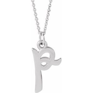 14K White Gold Petite Initial P 16" Necklace
