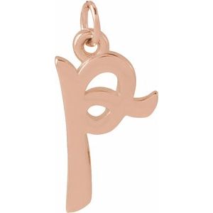 14K Rose Gold Petite Initial P Pendant