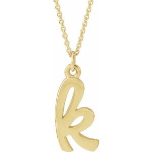 14K Yellow Gold Petite Initial K 16" Necklace