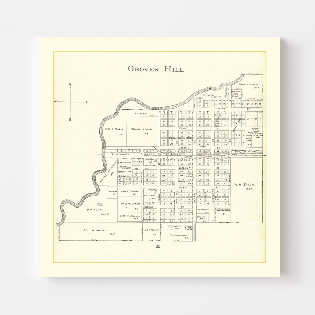 Vintage Map of Grover Hill, Ohio 1905