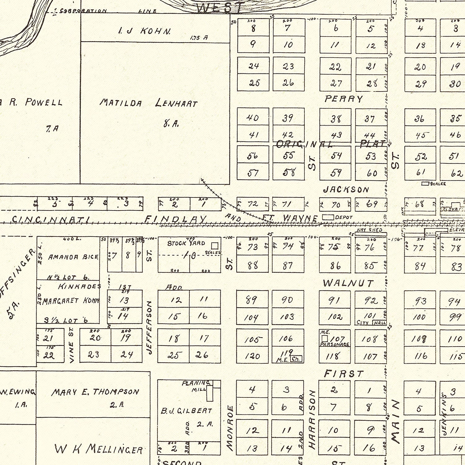 Vintage Map of Grover Hill, Ohio 1905