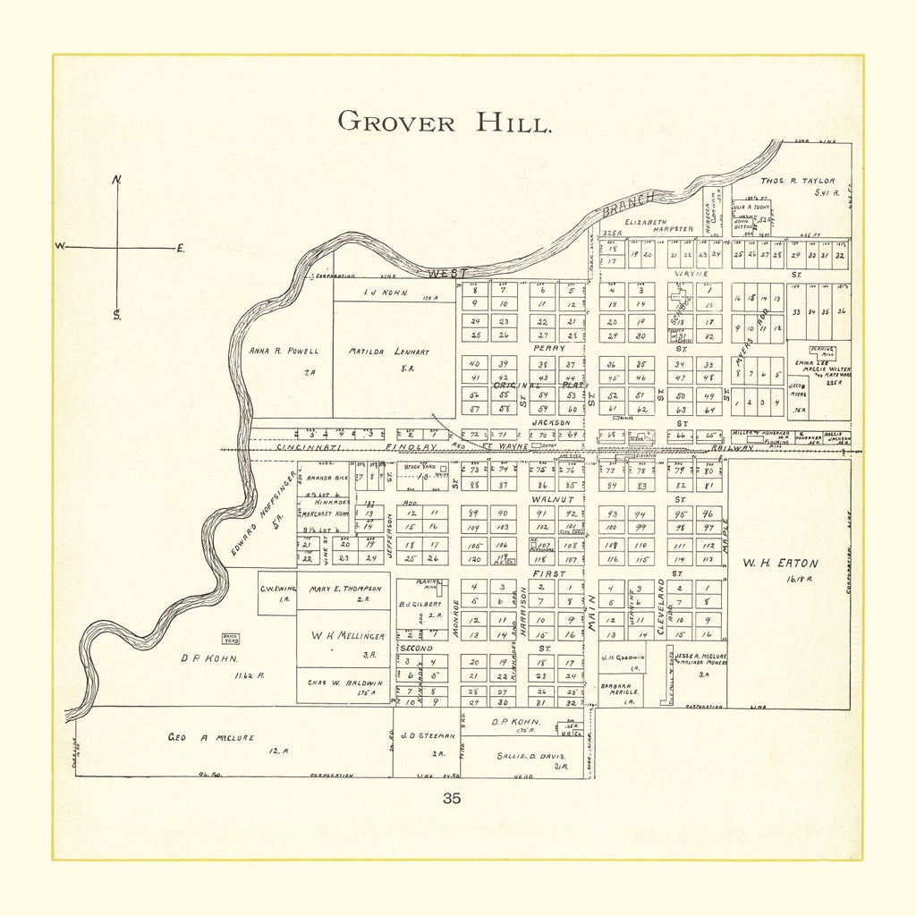 Vintage Map of Grover Hill, Ohio 1905