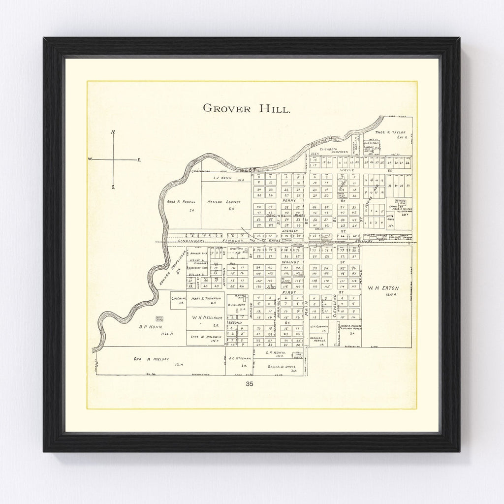 Vintage Map of Grover Hill, Ohio 1905