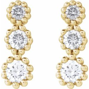 14K Yellow Gold 1/8 CTW Natural Diamond Three-Stone Earrings
