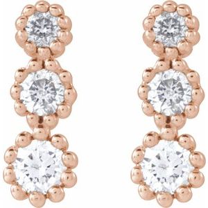 14K Rose Gold 1/8 CTW Natural Diamond Three-Stone Earrings