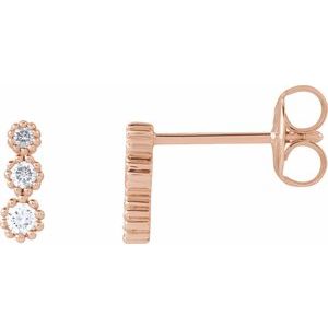14K Rose Gold 1/8 CTW Natural Diamond Three-Stone Earrings