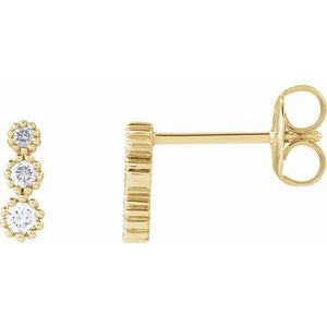 14K Yellow Gold 1/8 CTW Natural Diamond Three-Stone Earrings