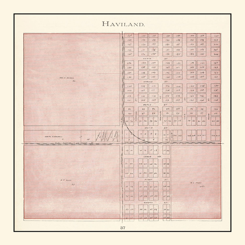 Vintage Map of Haviland, Ohio 1905