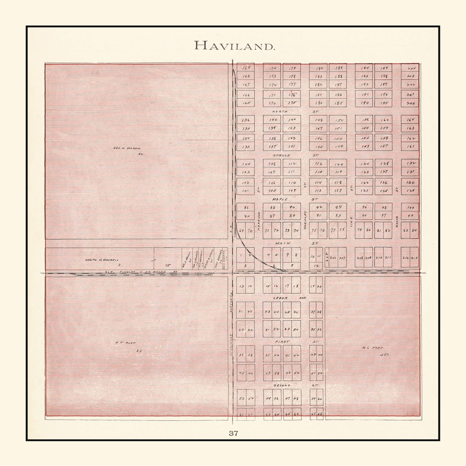 Vintage Map of Haviland, Ohio 1905