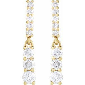14K Yellow 1/4 CTW Natural Diamond Dangle Earrings