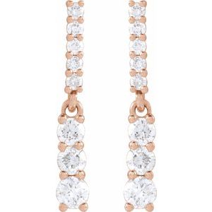 14K Rose 1/4 CTW Natural Diamond Dangle Earrings