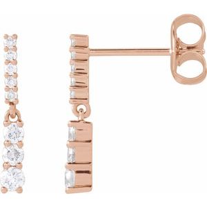 14K Rose Gold 1/4 CTW Natural Diamond Dangle Earrings