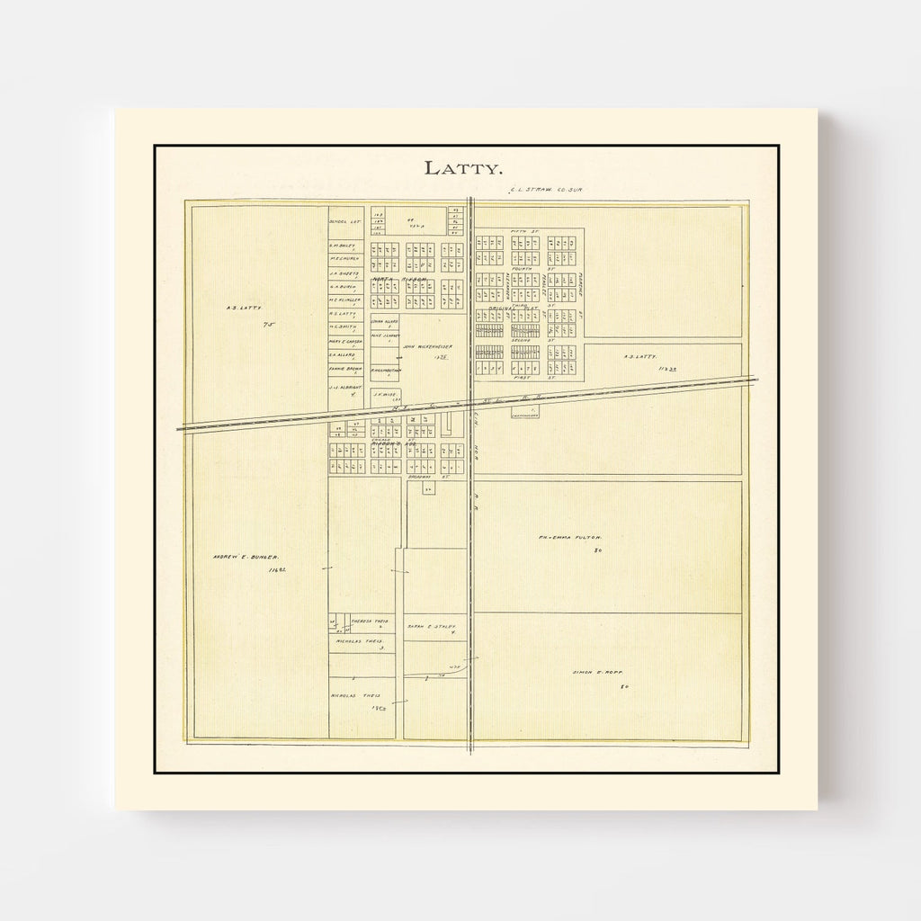 Vintage Map of Latty, Ohio 1905