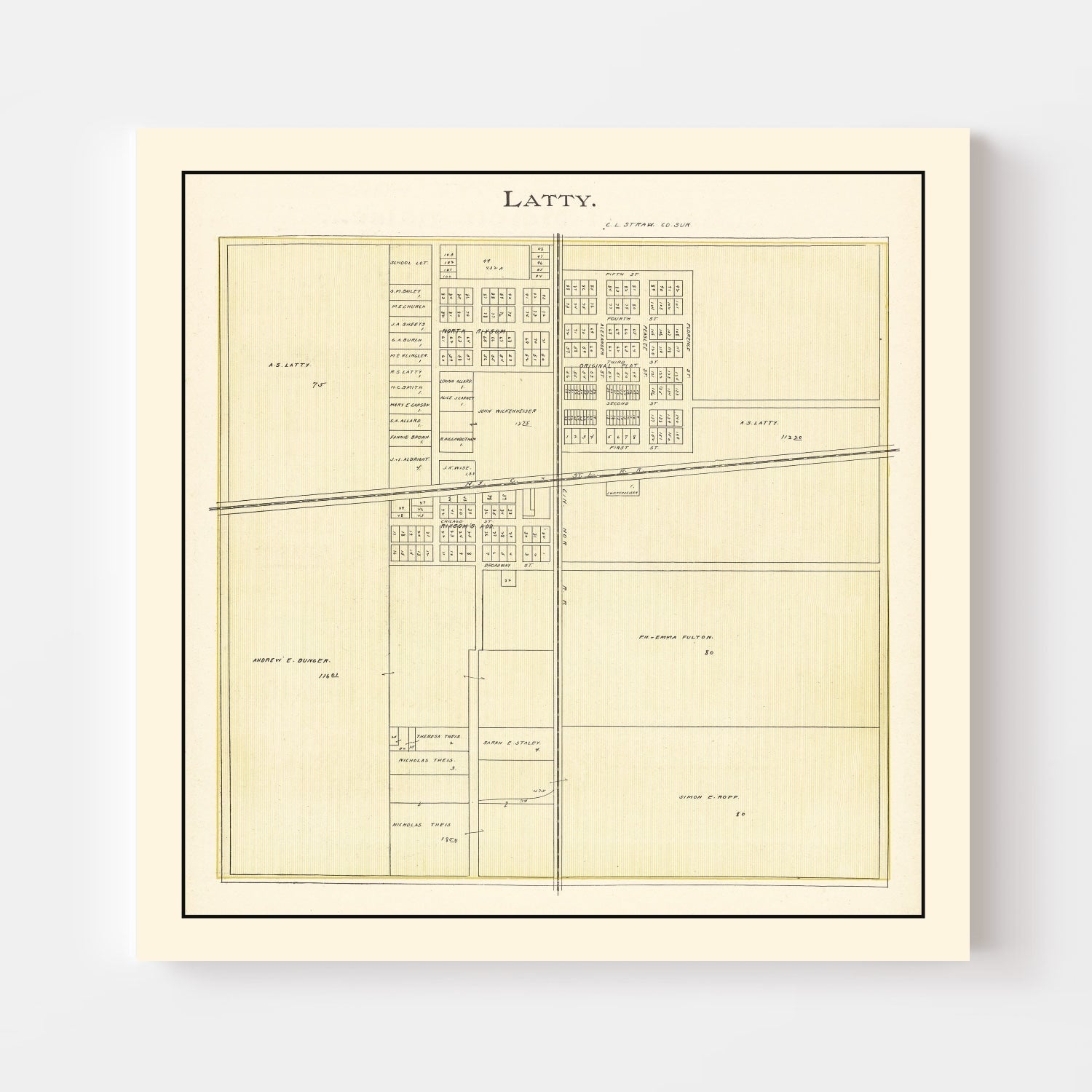 Vintage Map of Latty, Ohio 1905