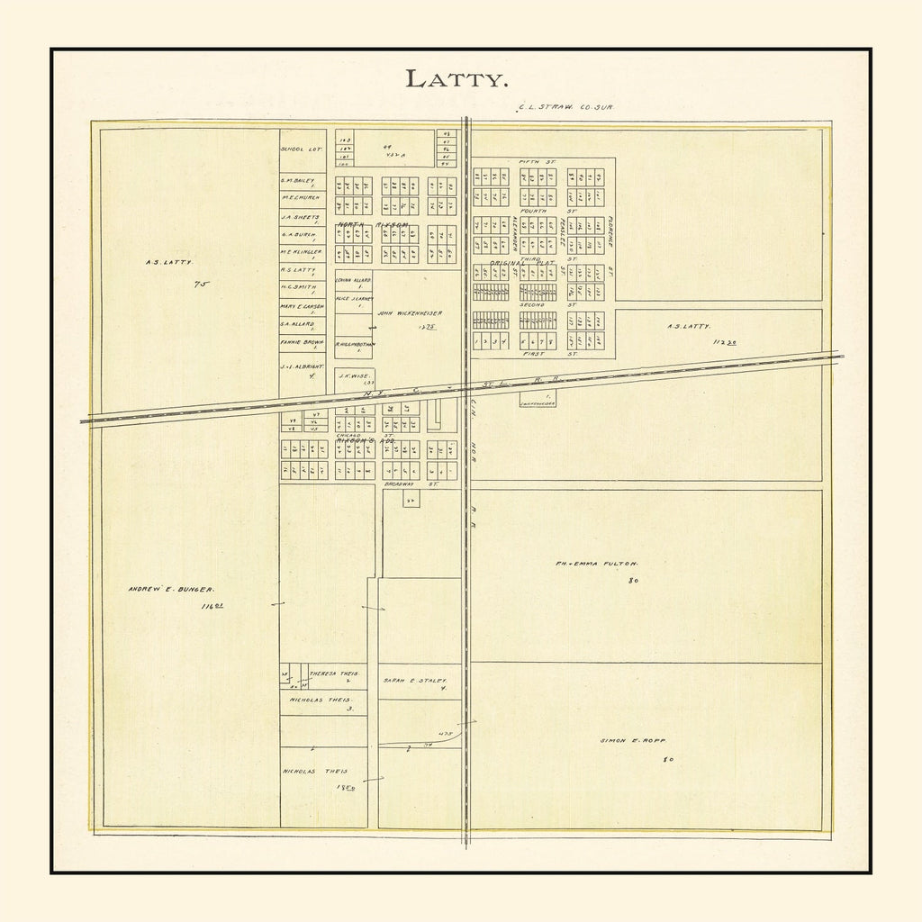 Vintage Map of Latty, Ohio 1905