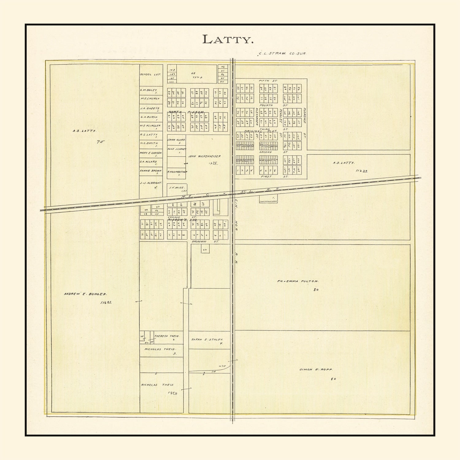 Vintage Map of Latty, Ohio 1905