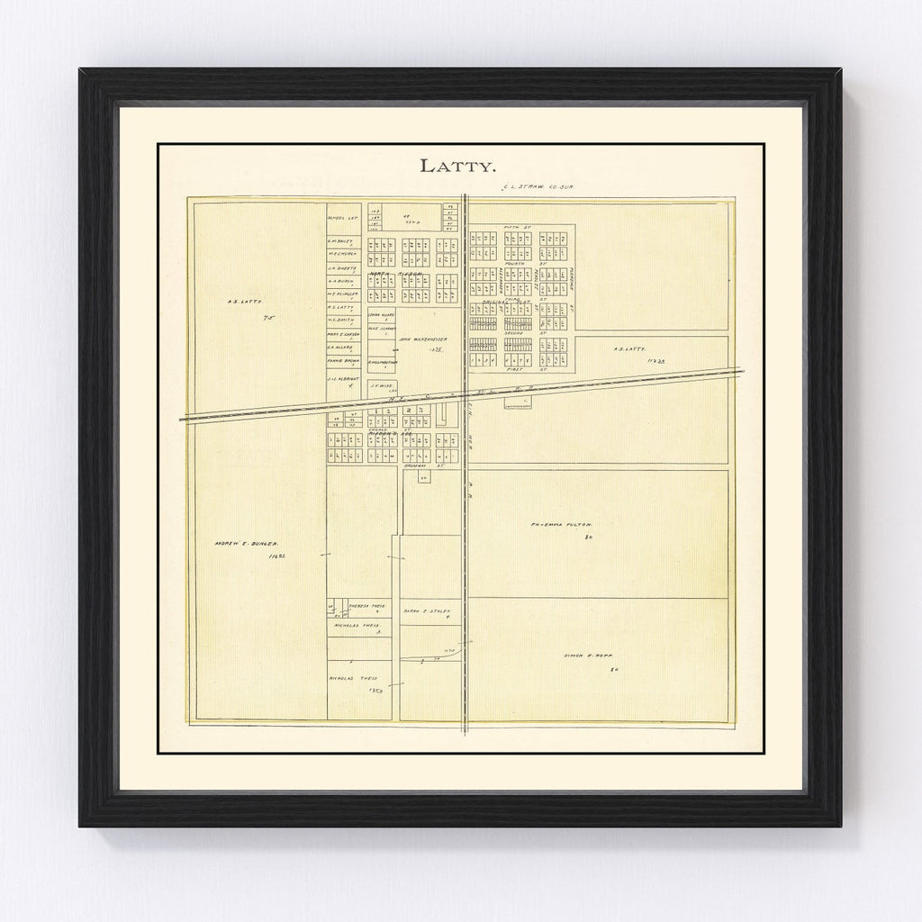 Vintage Map of Latty, Ohio 1905