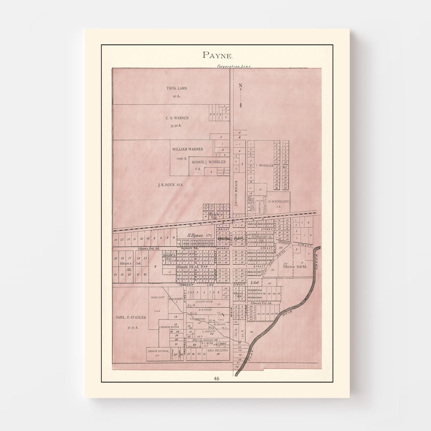 Vintage Map of Payne, Ohio 1905
