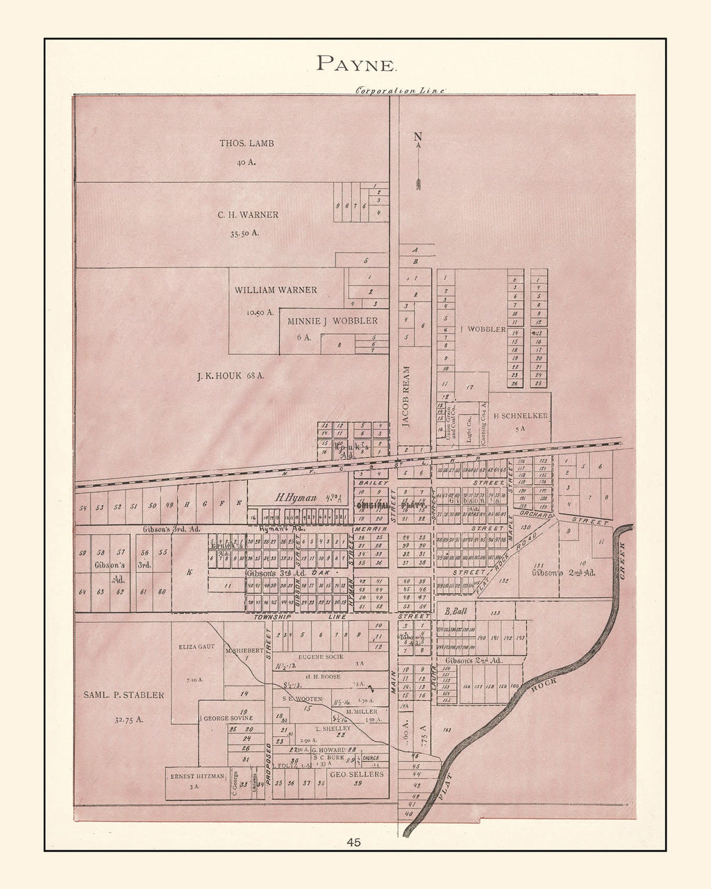 Vintage Map of Payne, Ohio 1905