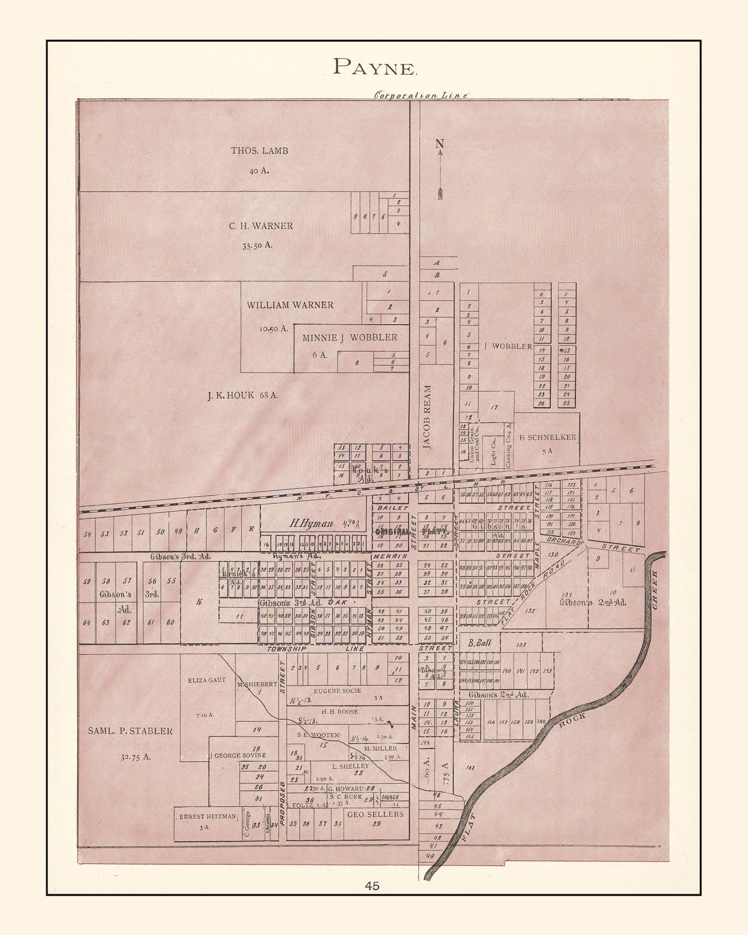 Vintage Map of Payne, Ohio 1905