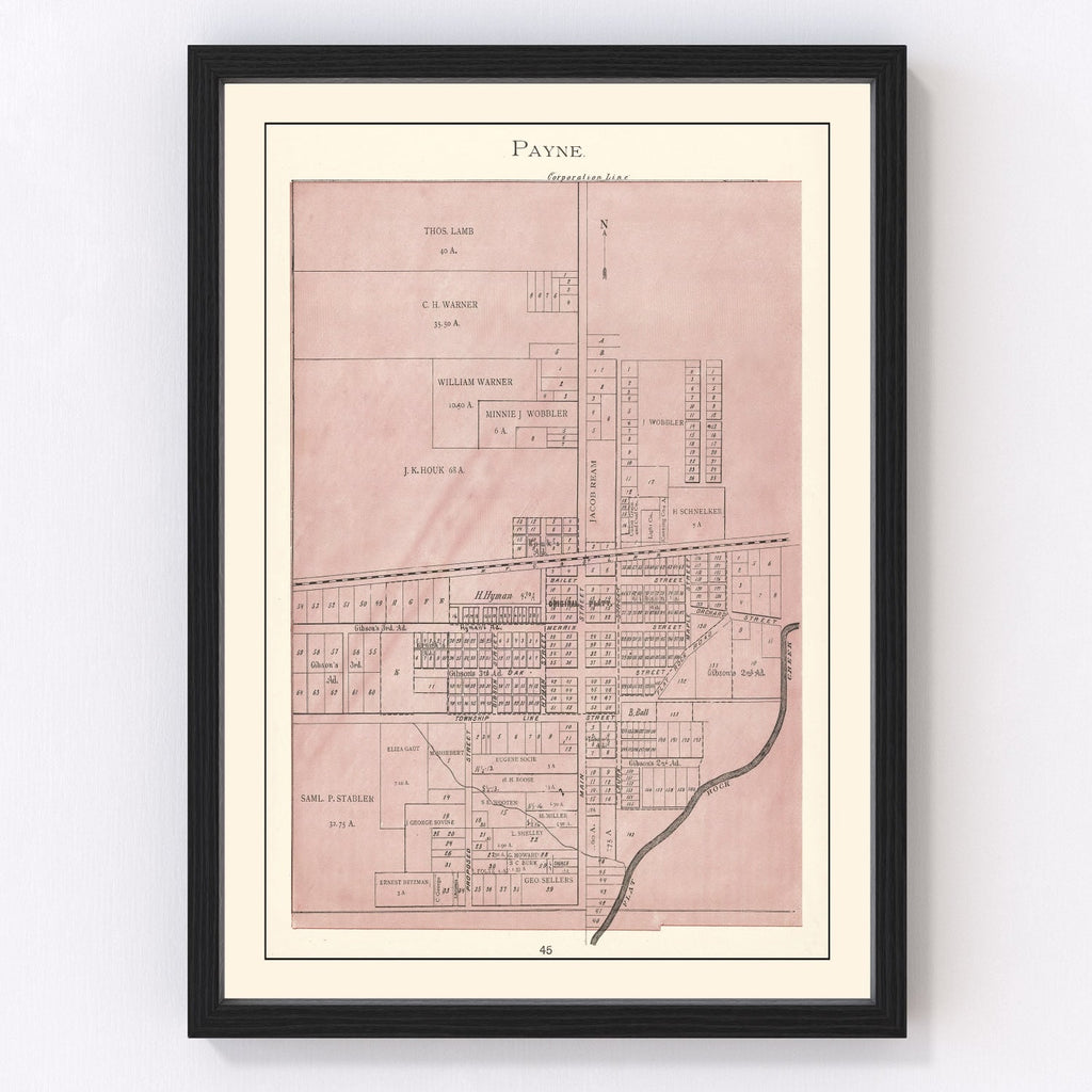 Vintage Map of Payne, Ohio 1905