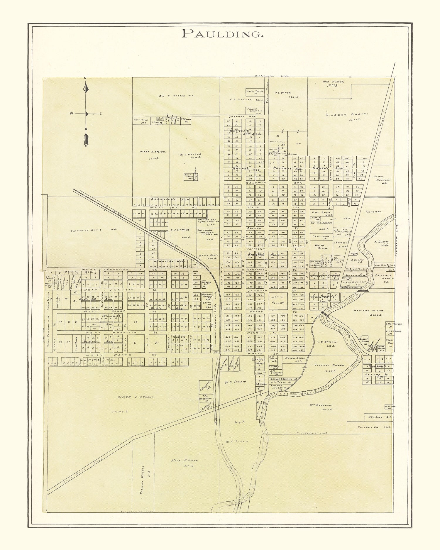 Vintage Map of Paulding, Ohio 1905