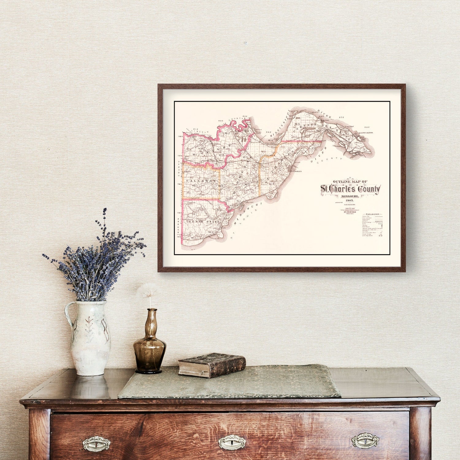 Vintage Map of Saint Charles County, Missouri 1905