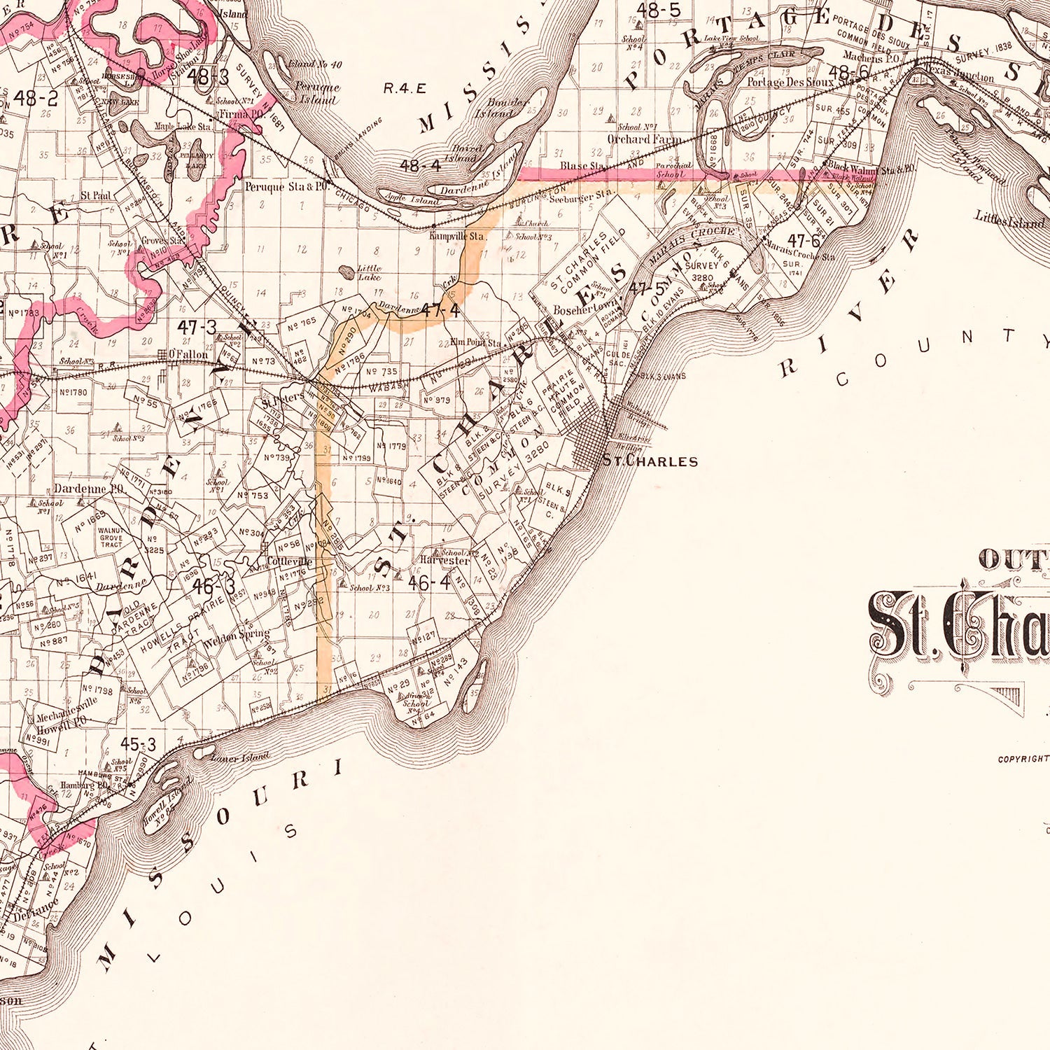Vintage Map of Saint Charles County, Missouri 1905